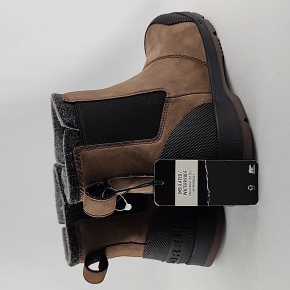 SOREL Men's Ankeny Chelsea Slip On Brown Waterproof Leather Short Boots Size 9 - Picture 6 of 16